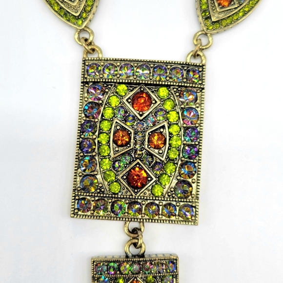 Heidi Daus Long Autumn Spessartite Swarovski Crystal Statement Y Necklace - Picture 4 of 14